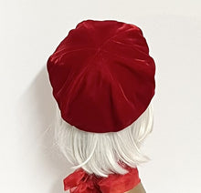 Load image into Gallery viewer, Red Velvet Beret Hat