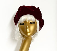 Load image into Gallery viewer, Burgundy Velvet Beret Bow