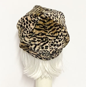 Leopard Faux Fur Beret Hat