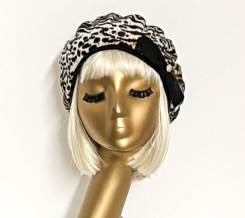 Beret Hat Leopard Faux Fur