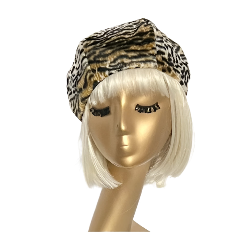 Leopard Faux Fur Beret Hat