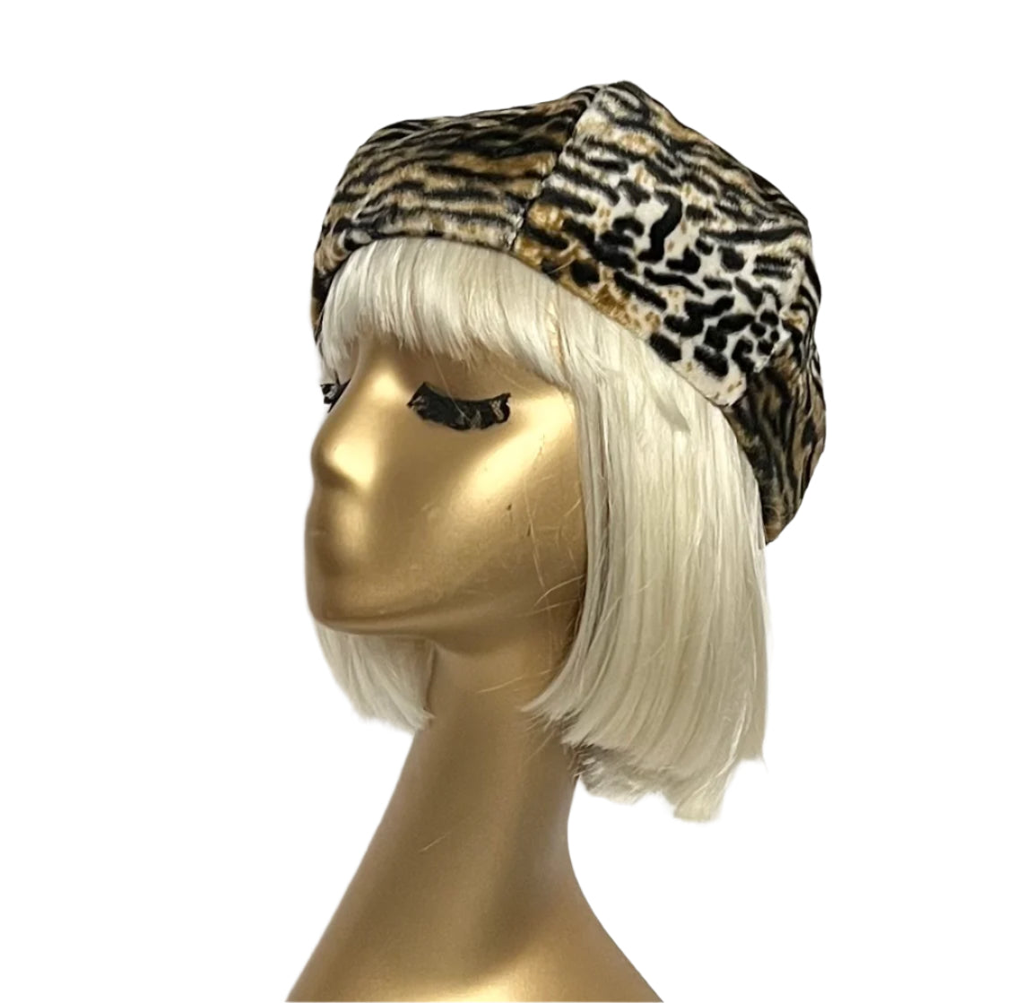Leopard Faux Fur Beret Hat