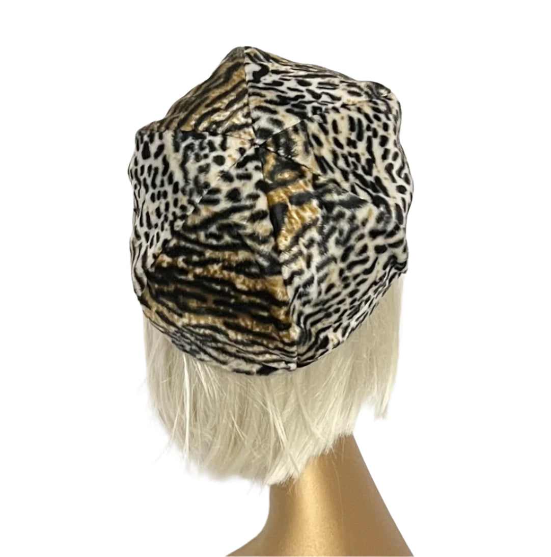 Leopard Faux Fur Beret Hat