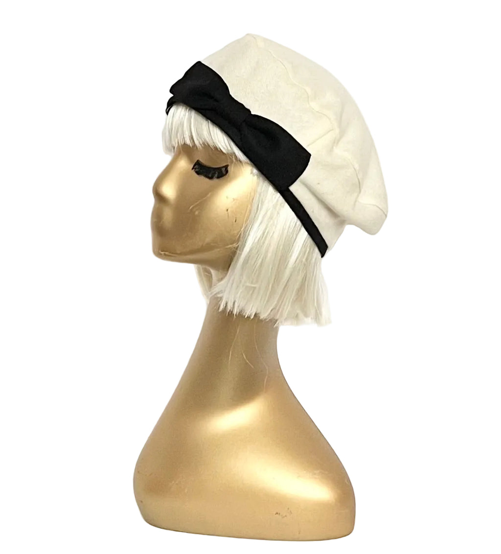 White Beret Hat Bow