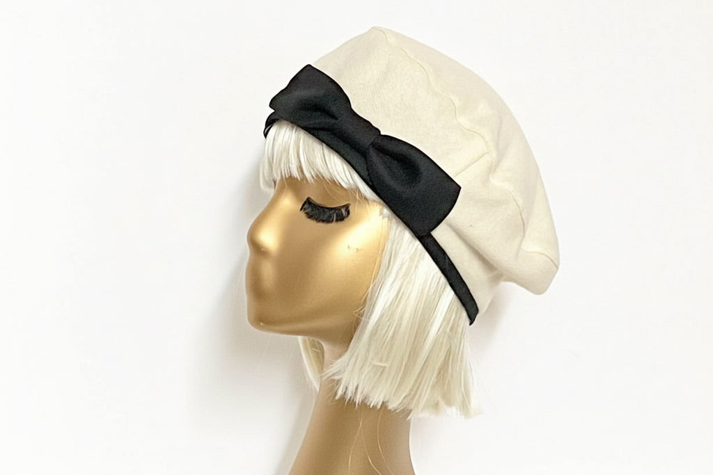 White Beret Hat Bow