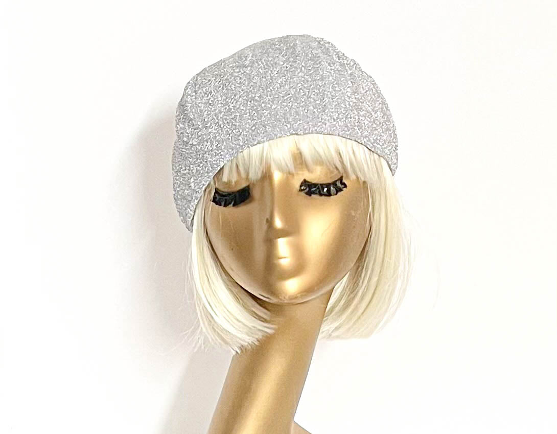 Silver Metallic Beret Hat