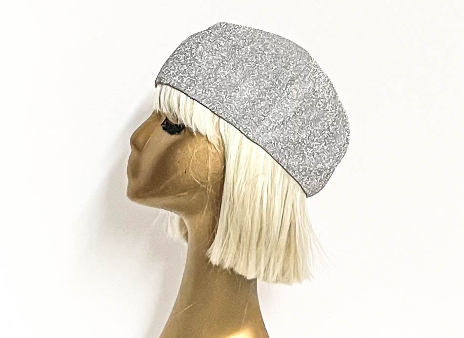 Silver Metallic Beret Hat