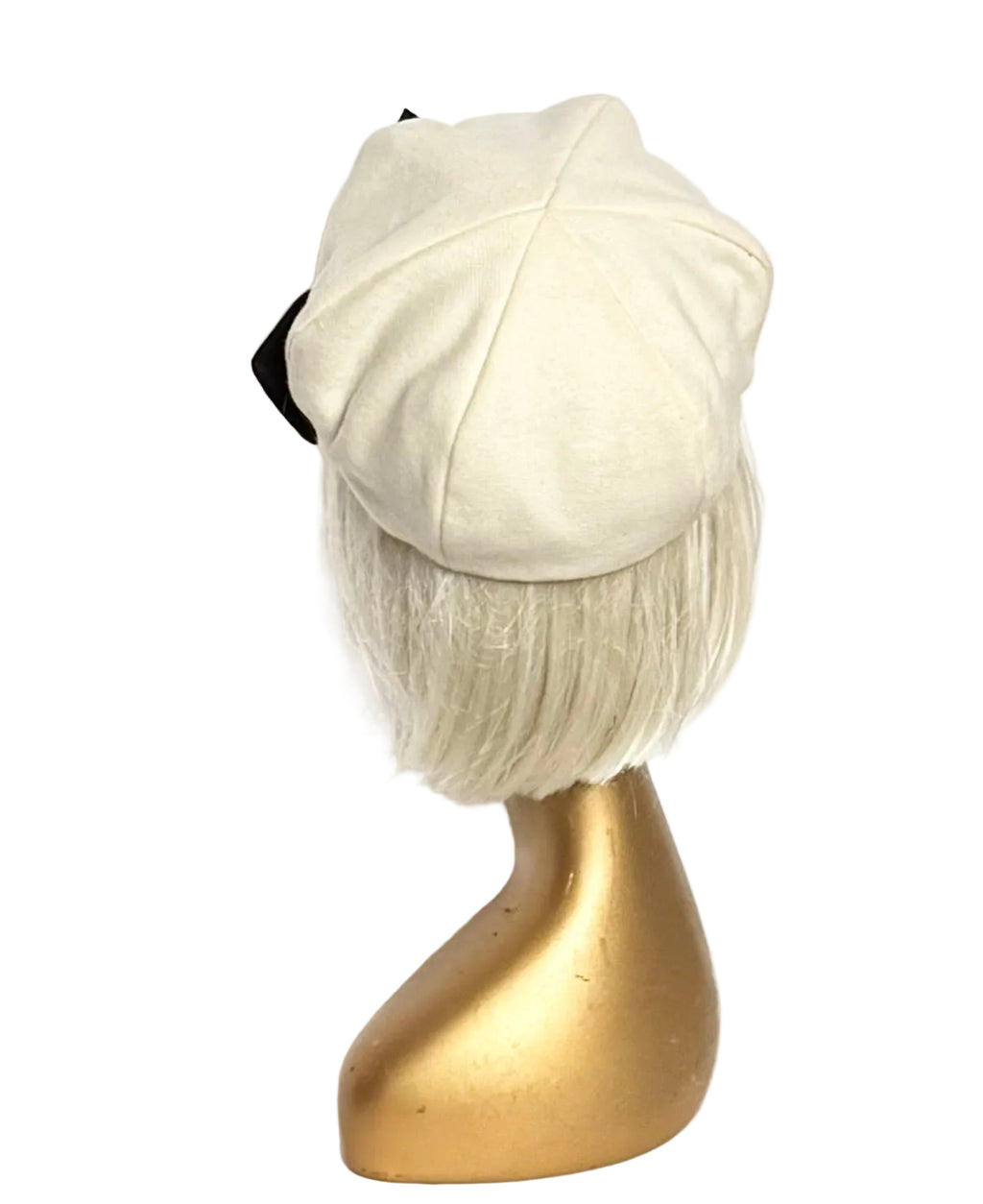 Off White Beret Satin Bow