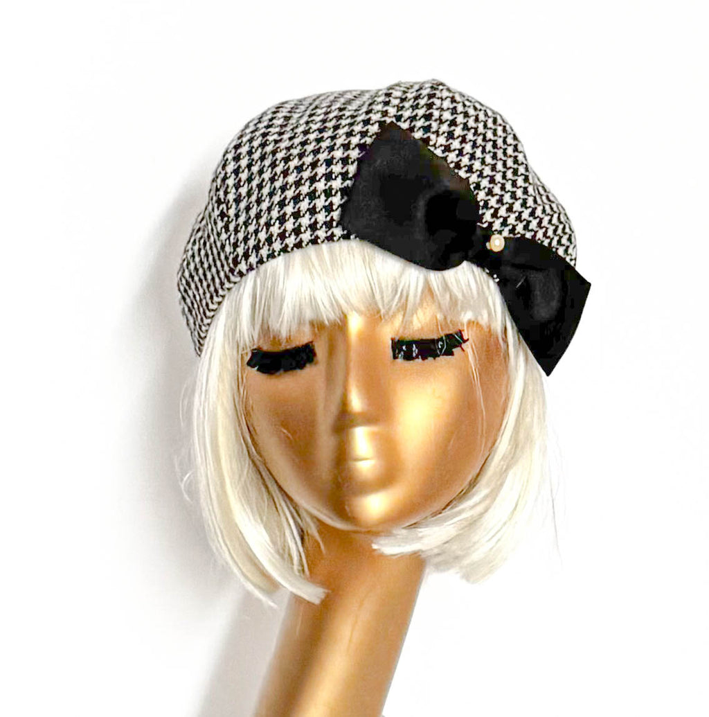 Houndstooth Beret Bow