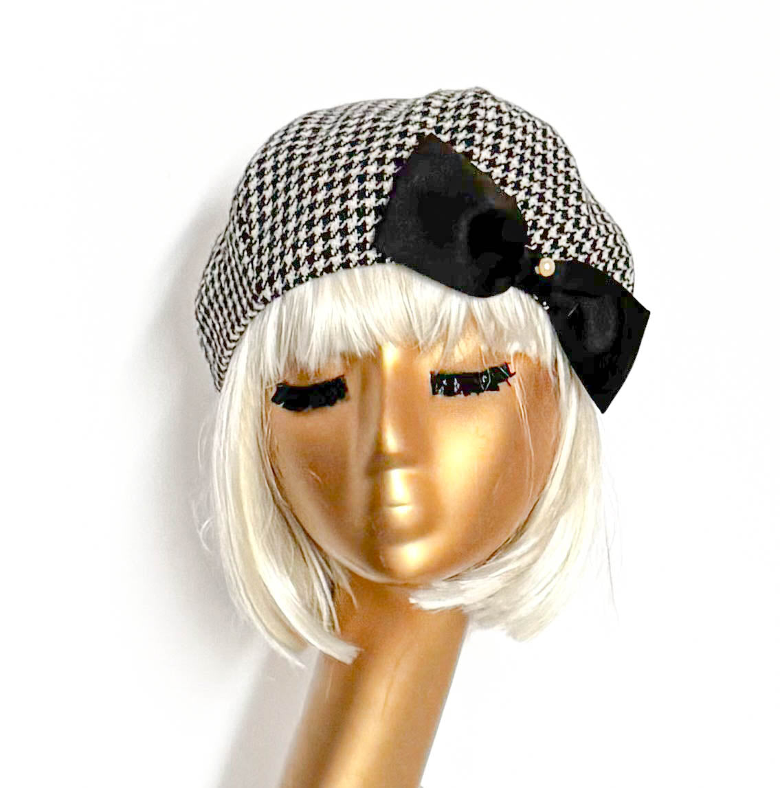 Houndstooth Beret Bow
