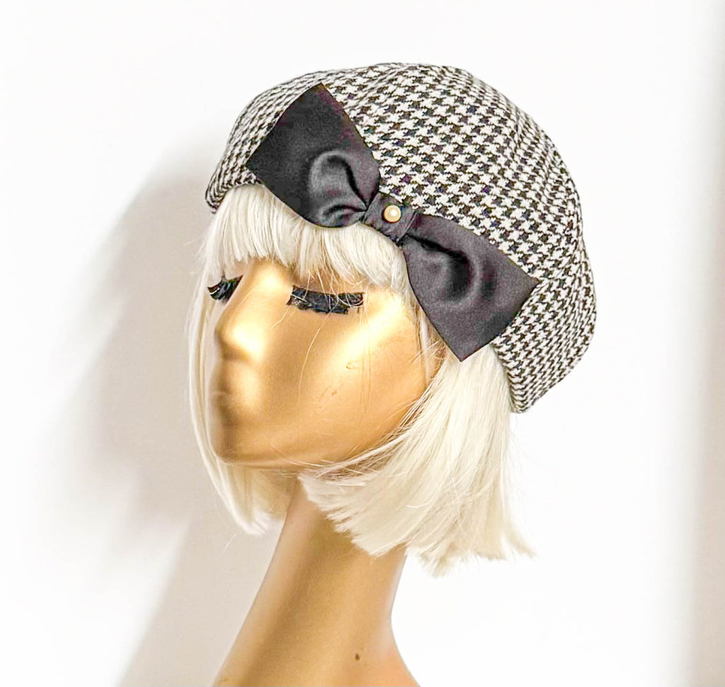Houndstooth Beret Bow