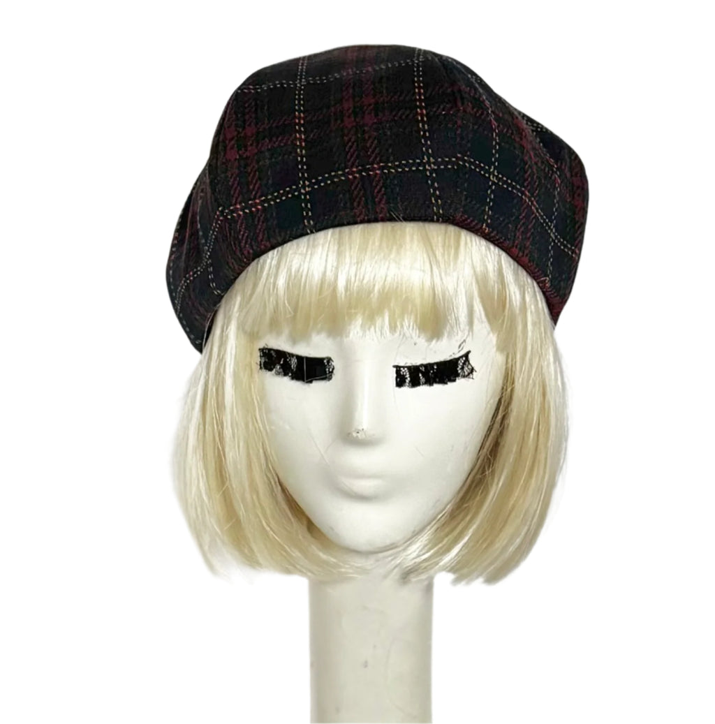 Plaid Beret Hat