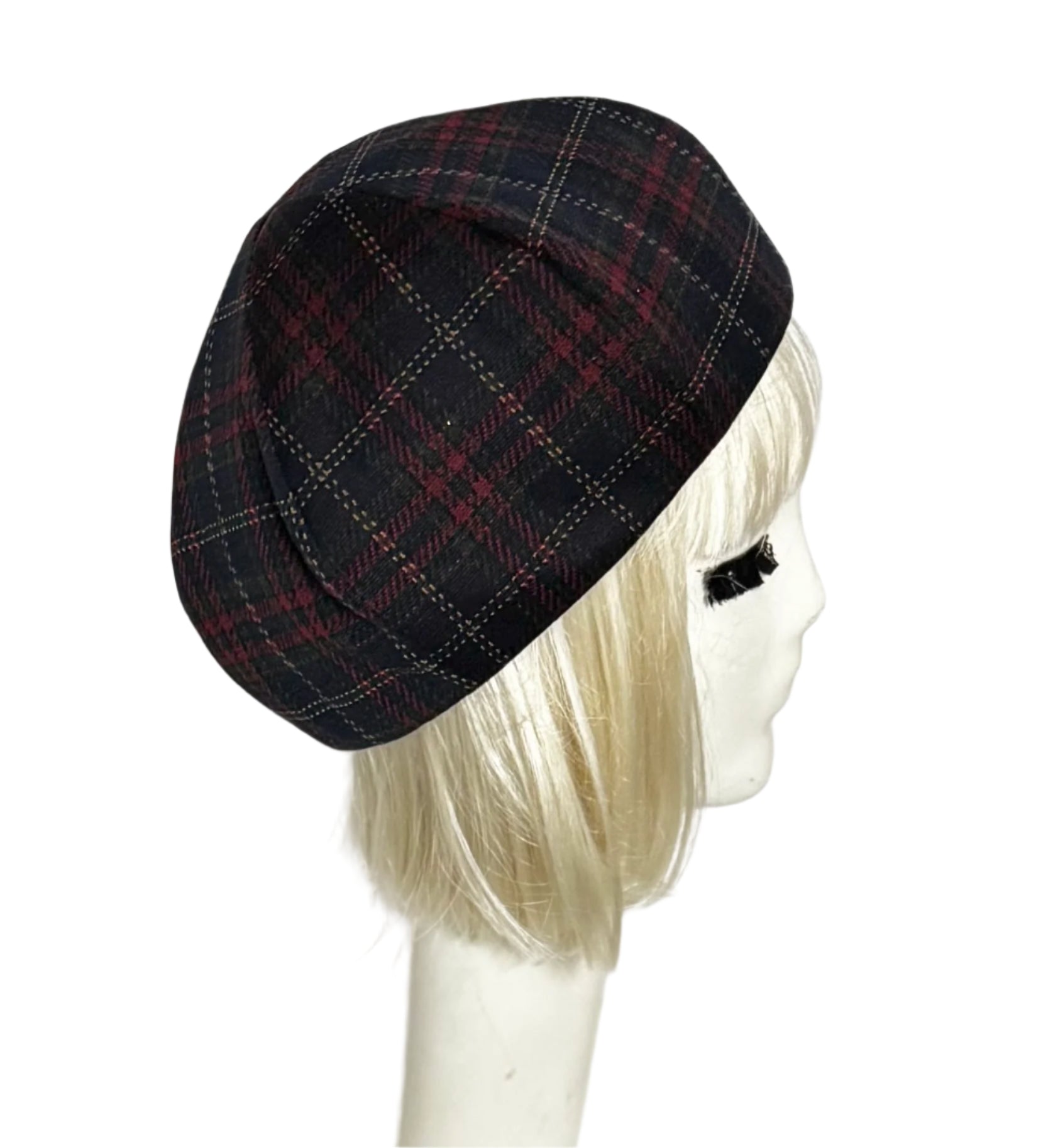 Plaid Beret Hat