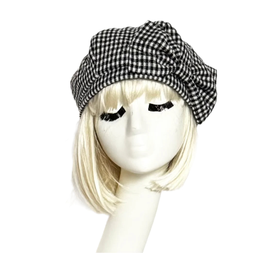 Checkered Beret Bow