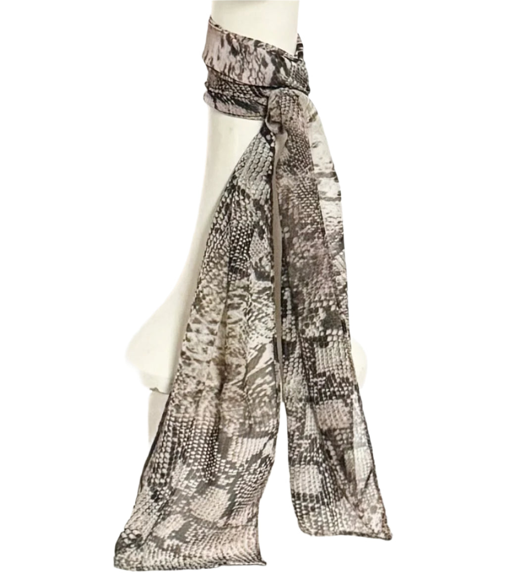 Oblong Snakeskin Chiffon Scarf
