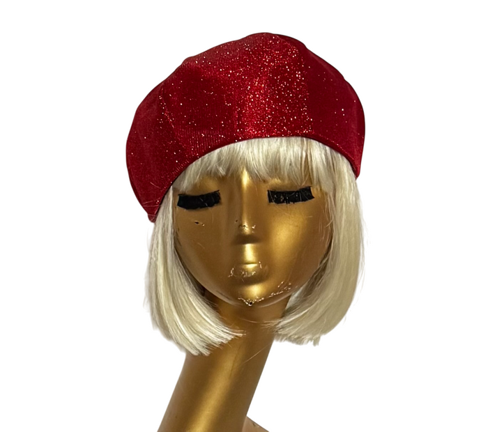 Ruby Red Lurex Beret