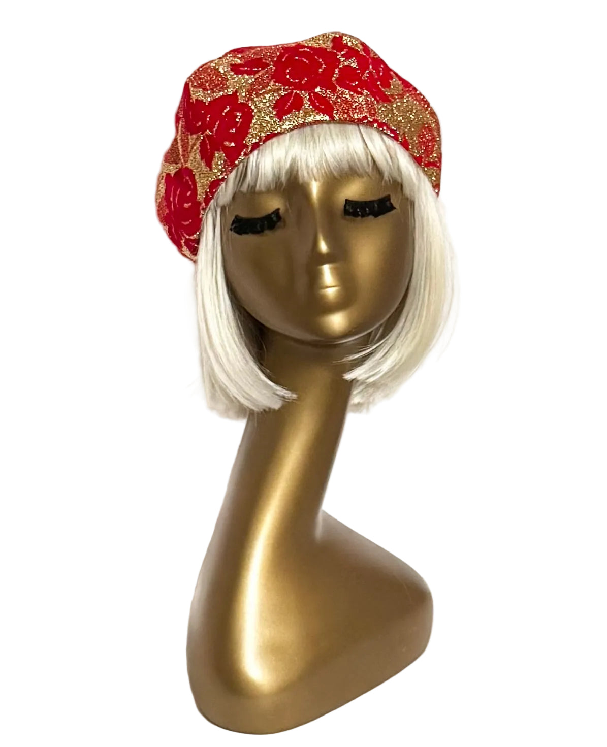 Lurex Gold Red Beret