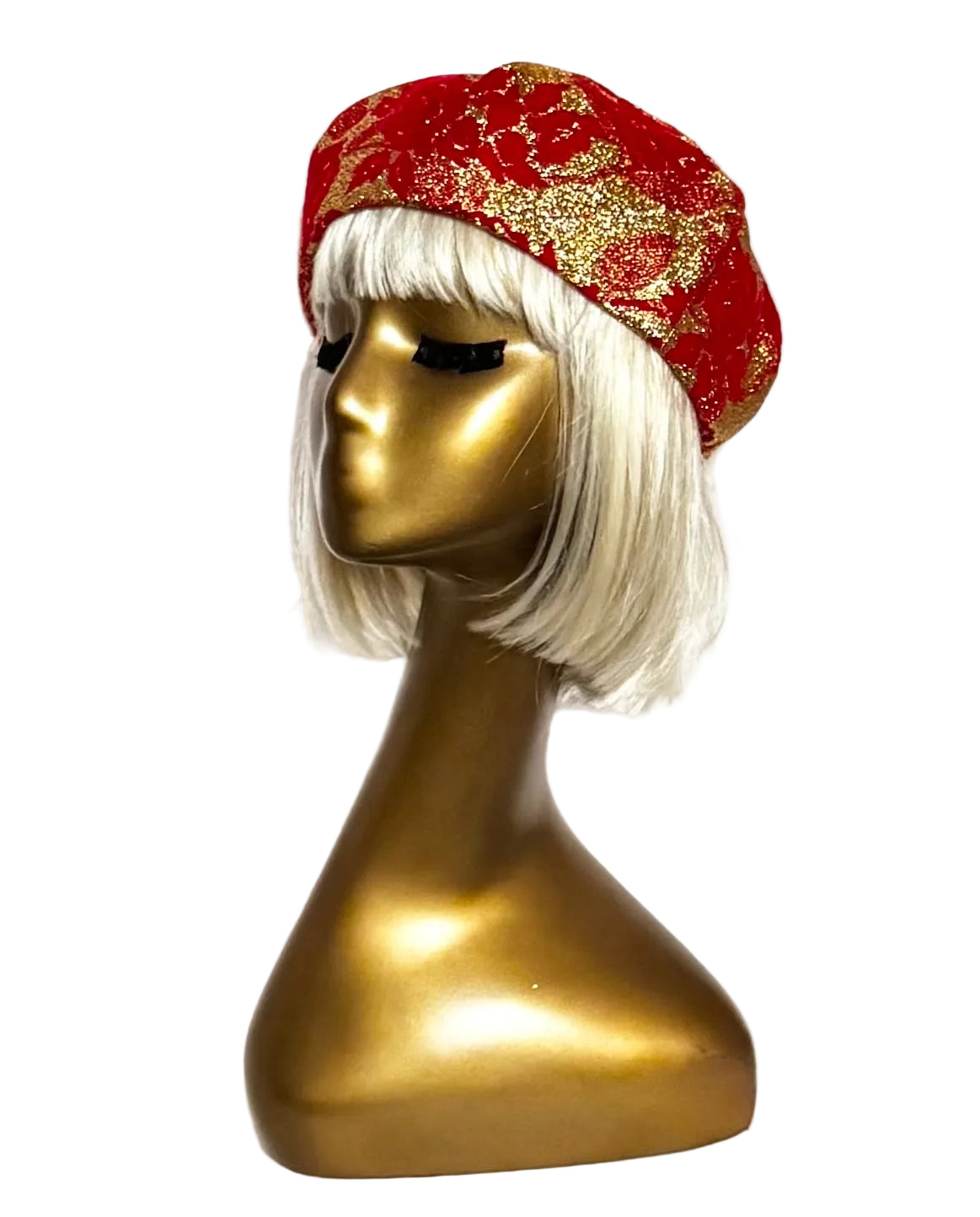 Lurex Gold Red Beret