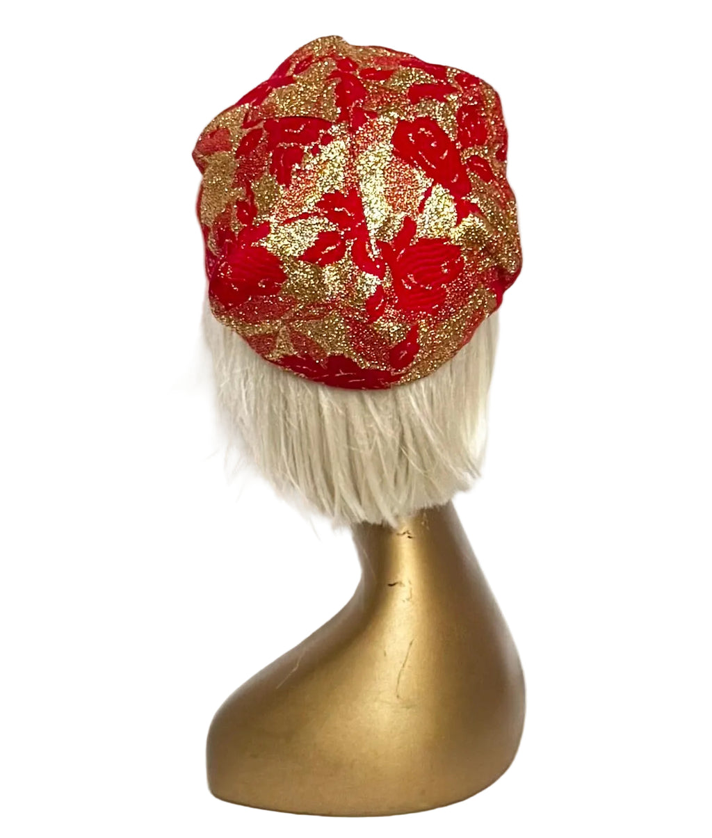 Lurex Gold Red Beret