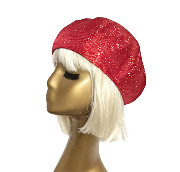 Ruby Red Lurex Beret