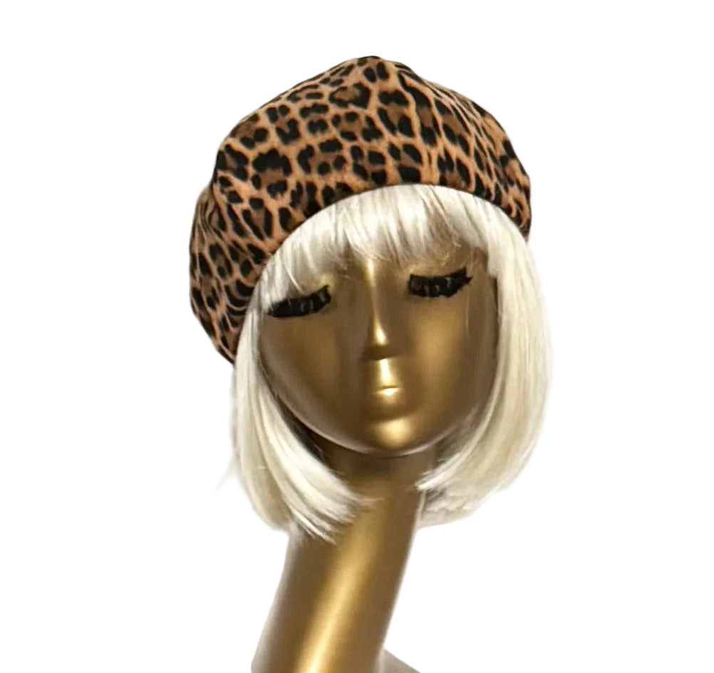 Corduroy Leopard  Beret