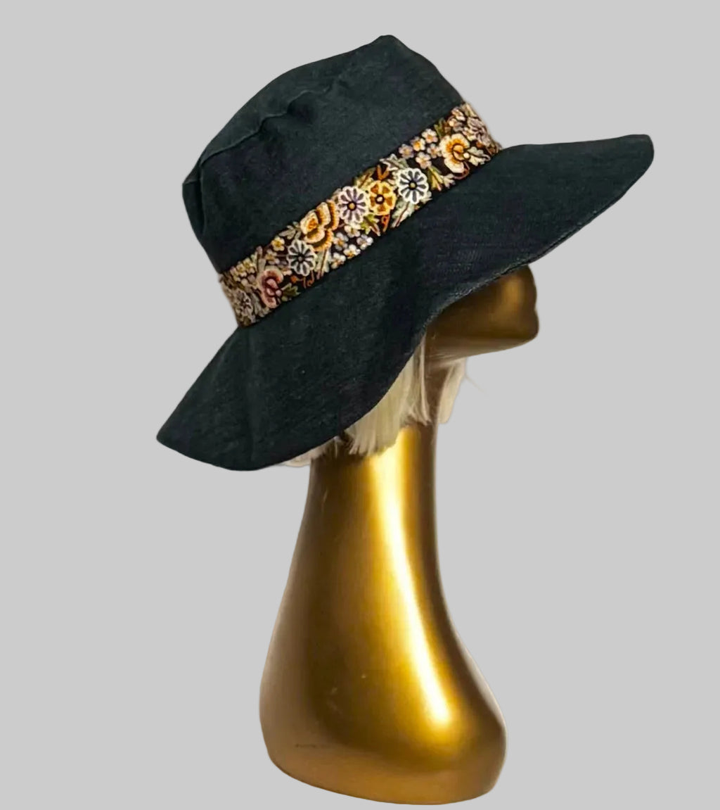 Boho Denim Sun Hat.