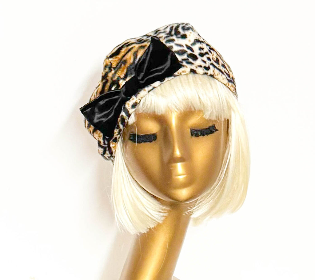 Leopard Beret Bow