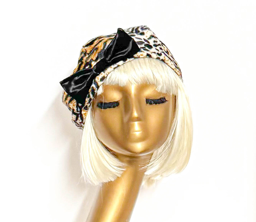 Leopard Beret Bow