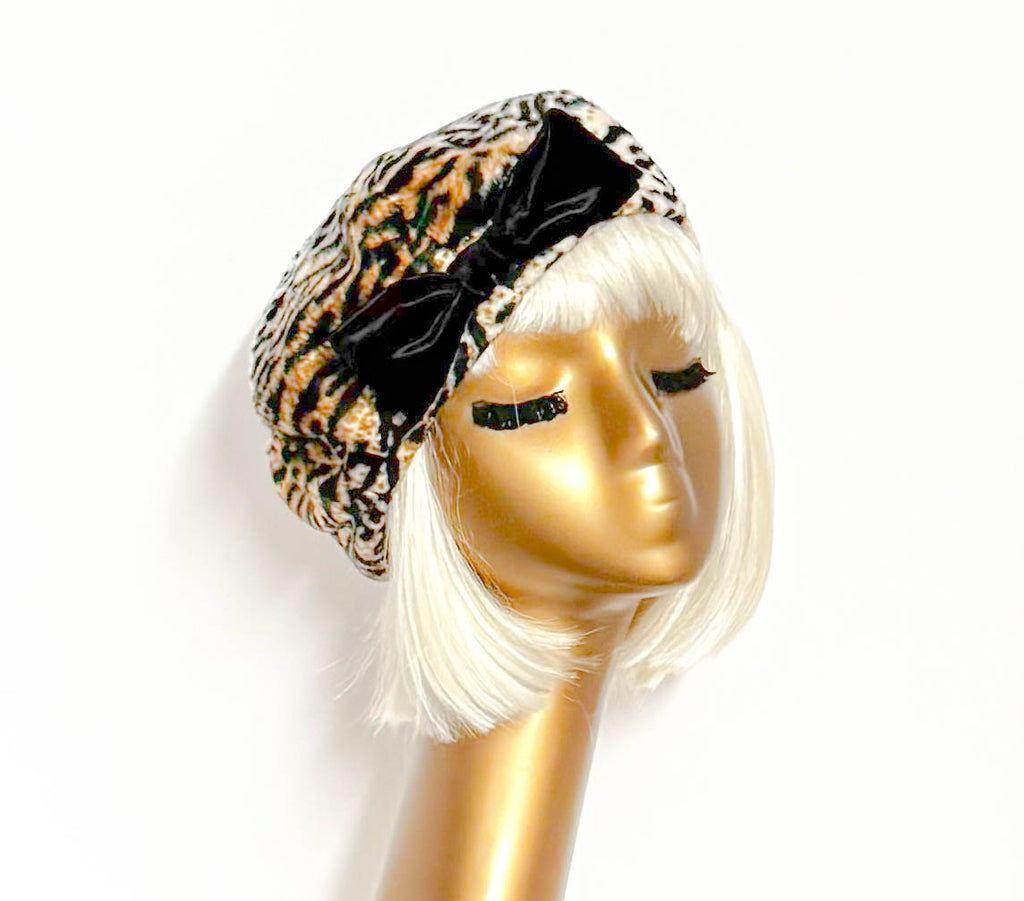 Leopard Beret Bow