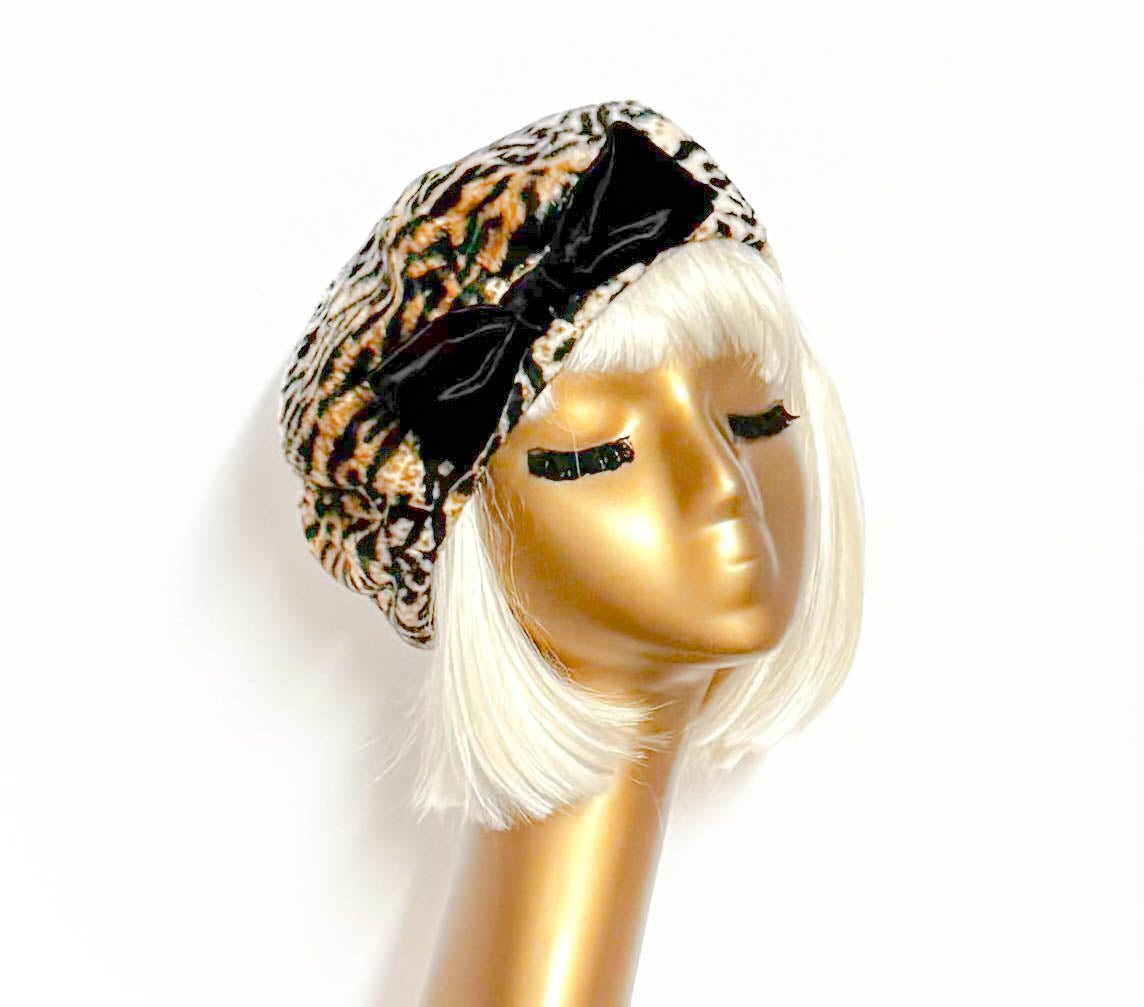 Leopard Beret Bow