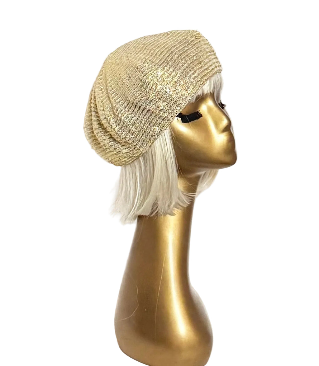Gold Lurex Beret