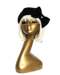 Black Wool Beret Bow