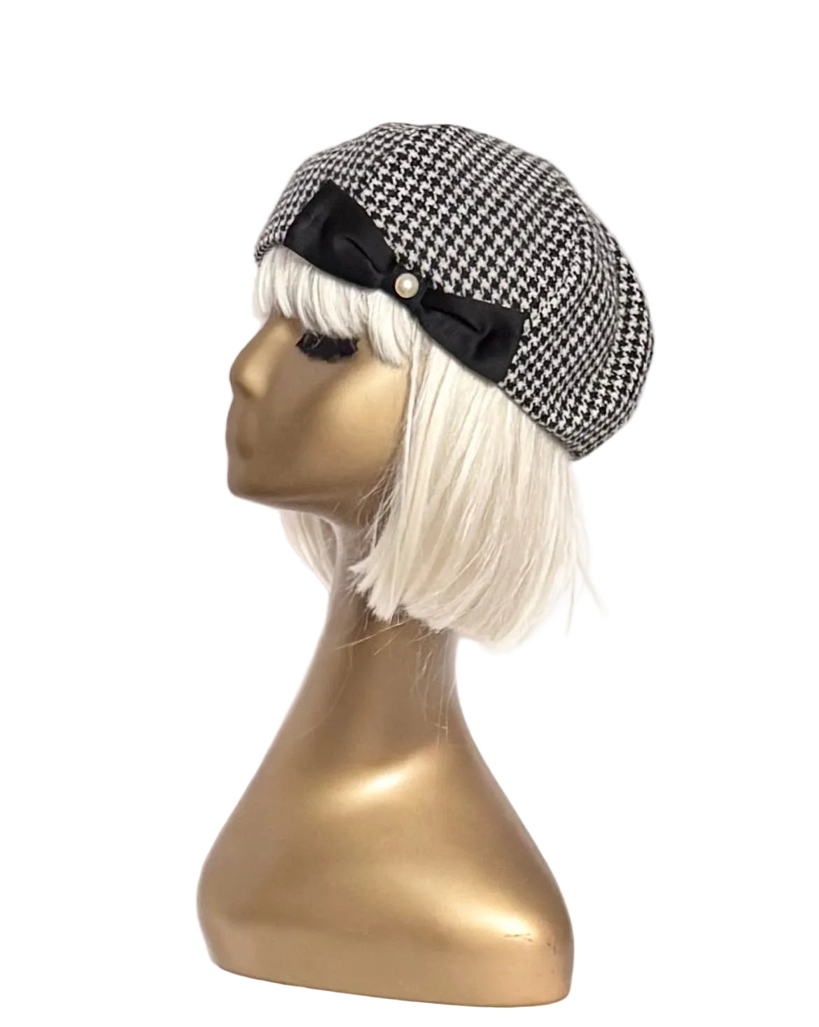 Houndstooth Beret Bow