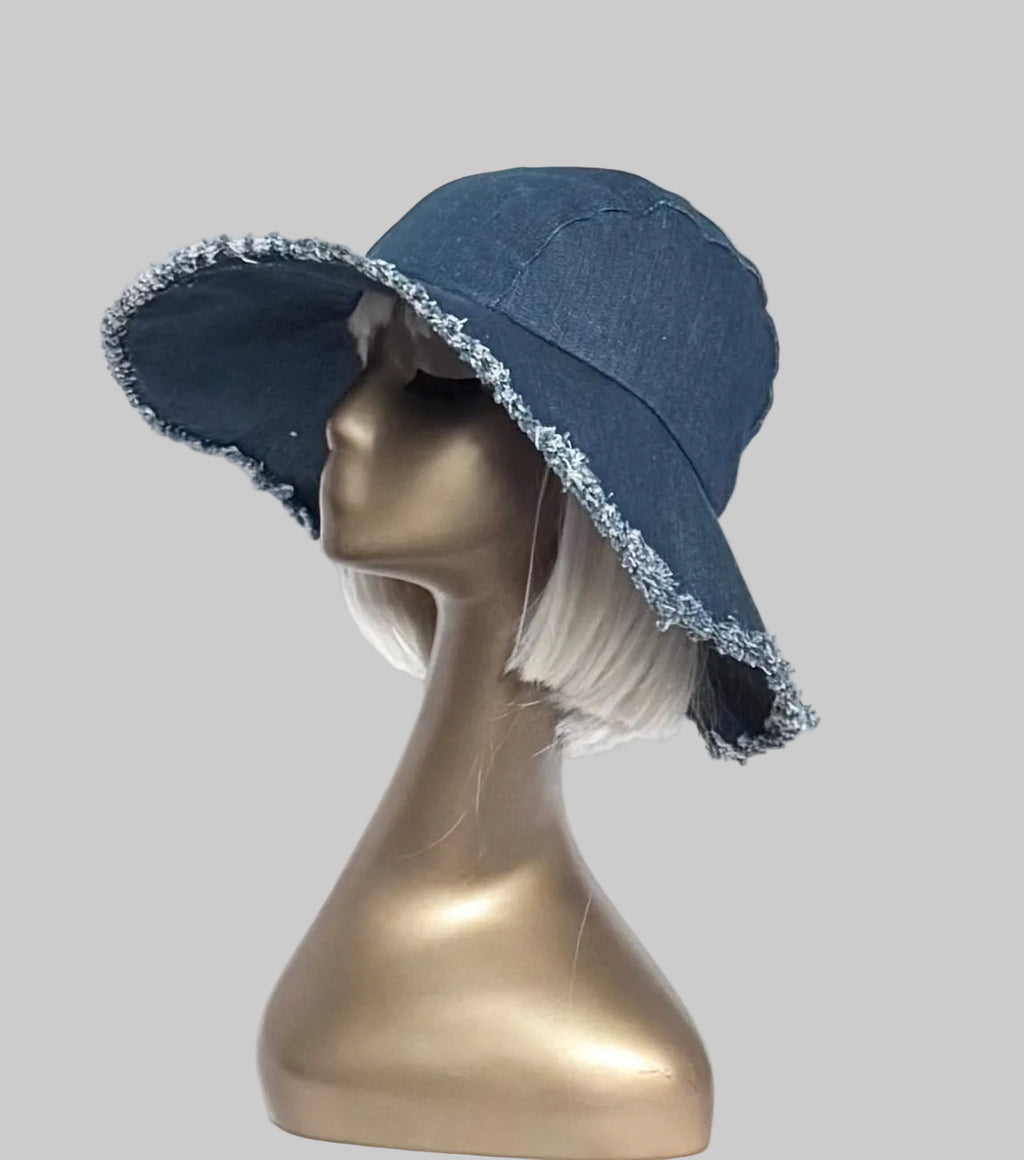 Wide Brim Denim Hat
