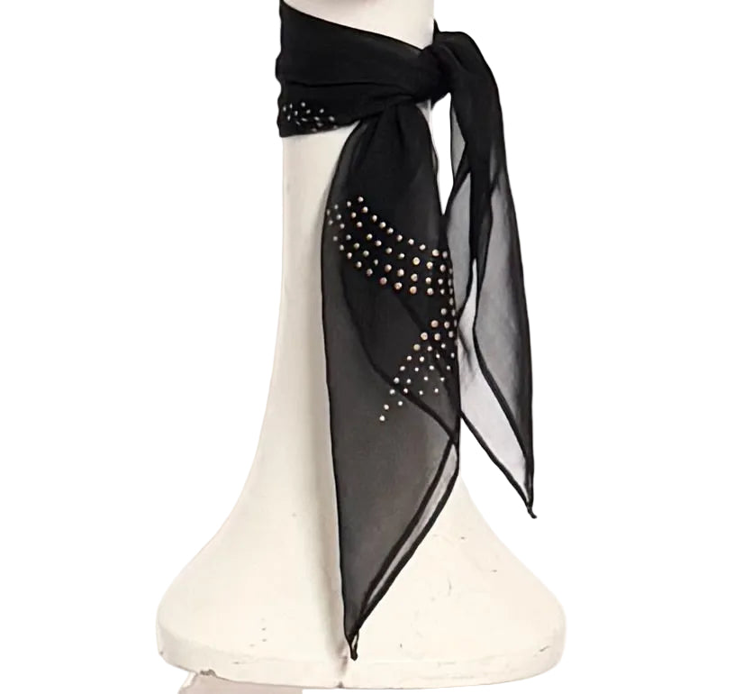 Black Gold Silk Chiffon Scarf