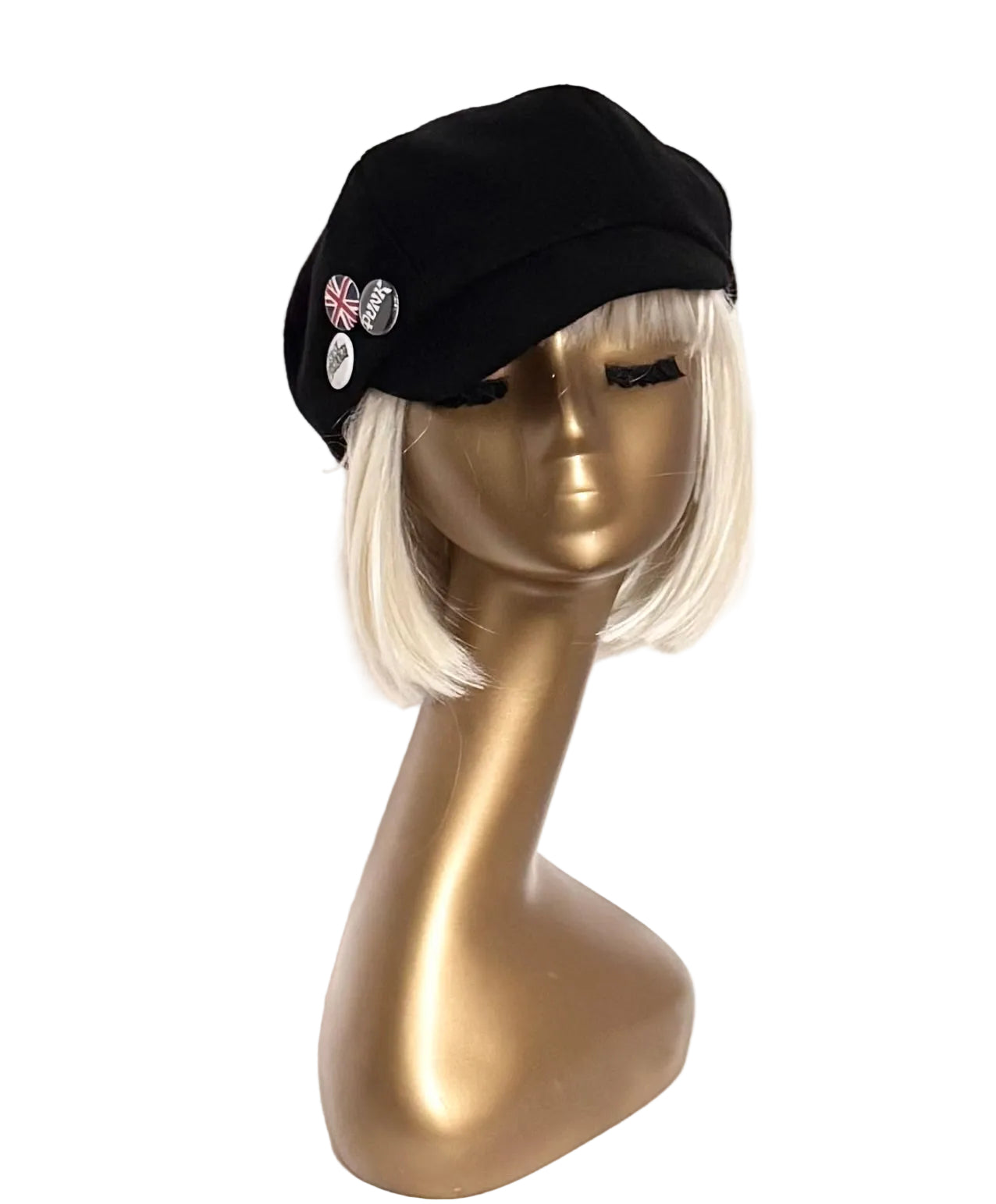 Black Wool Punk Pin Newsboy
