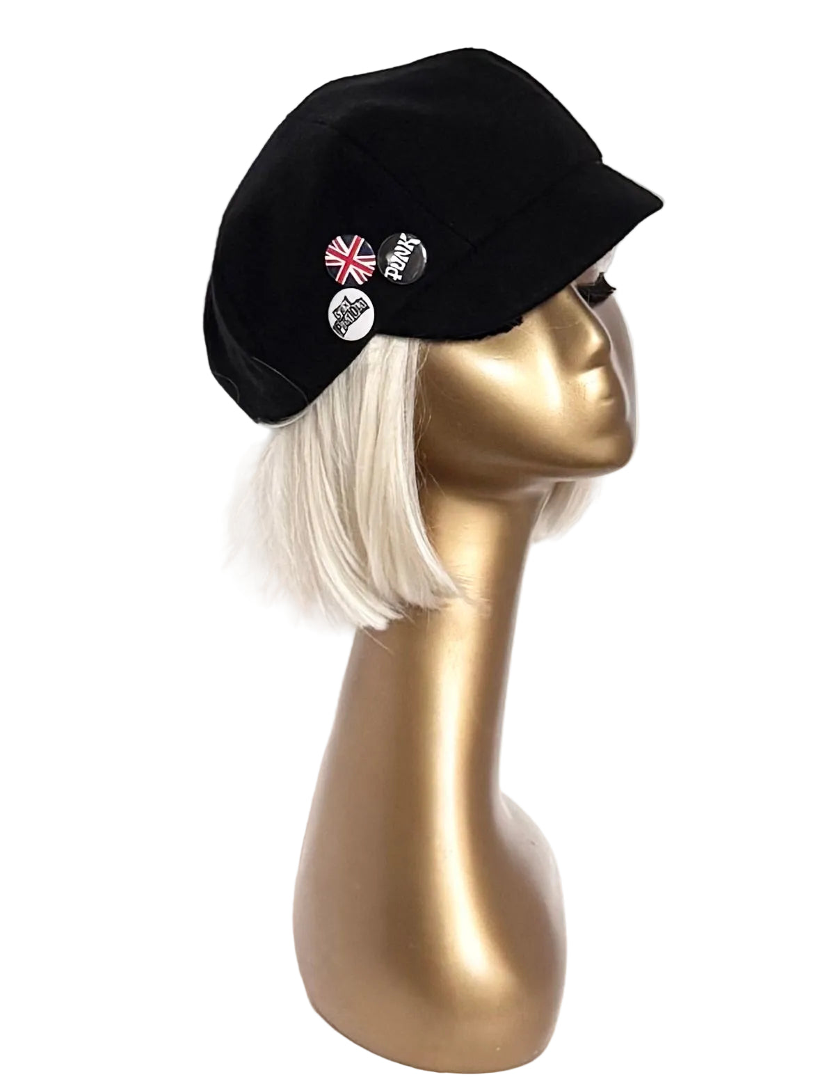 Black Wool Punk Pin Newsboy