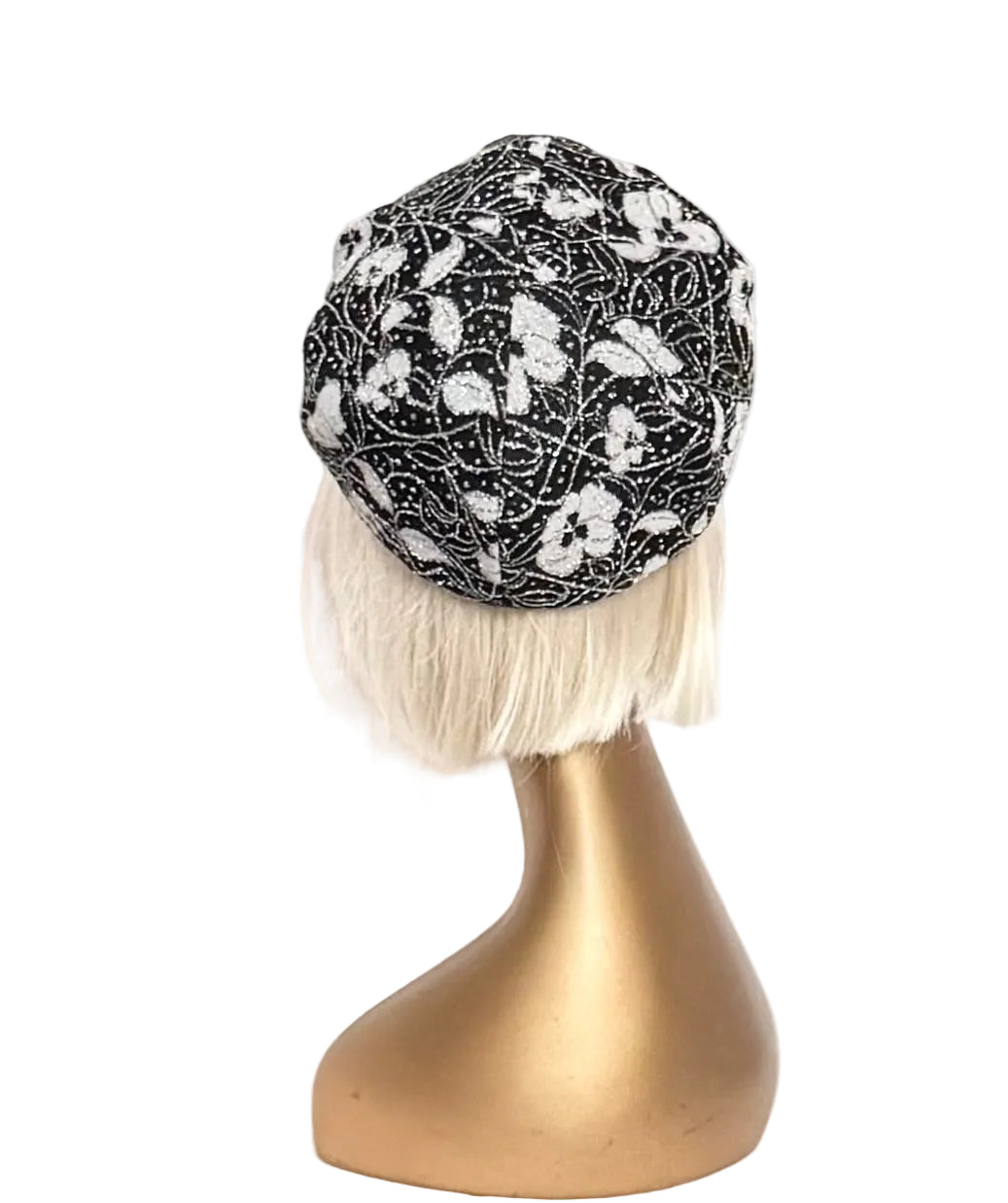 Floral Lurex Knit Beret