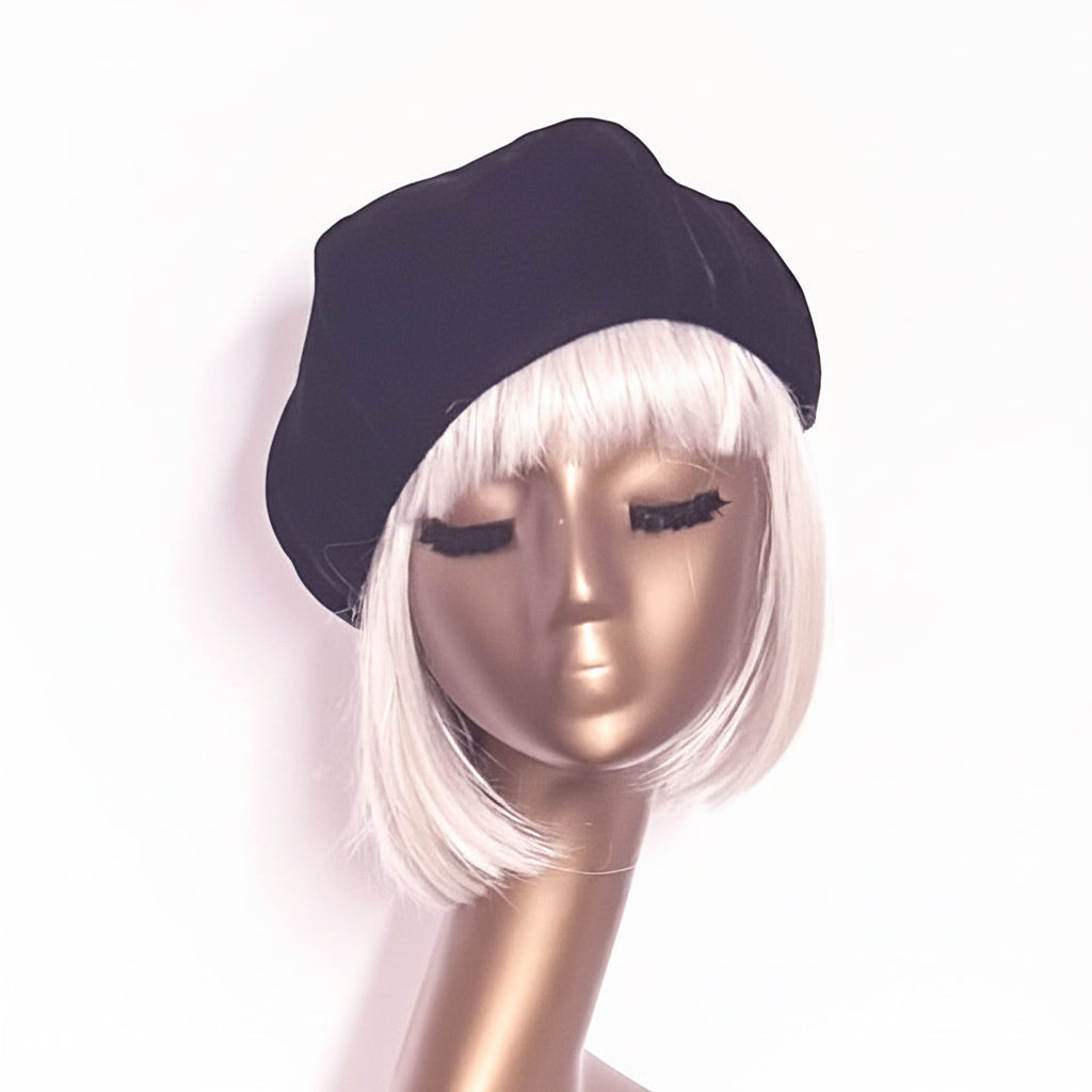 Black Velvet Beret Hat