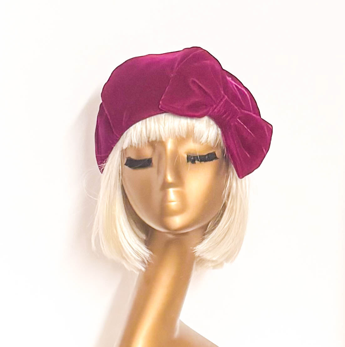 Burgundy Velvet Beret Bow