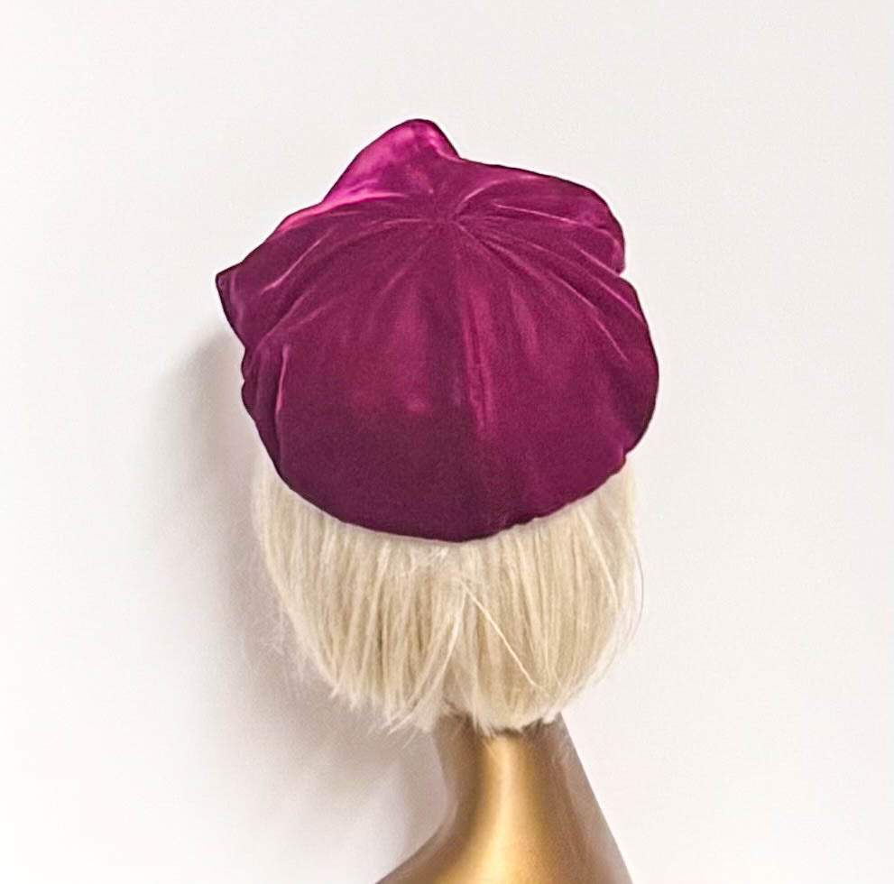 Burgundy Velvet Beret Bow