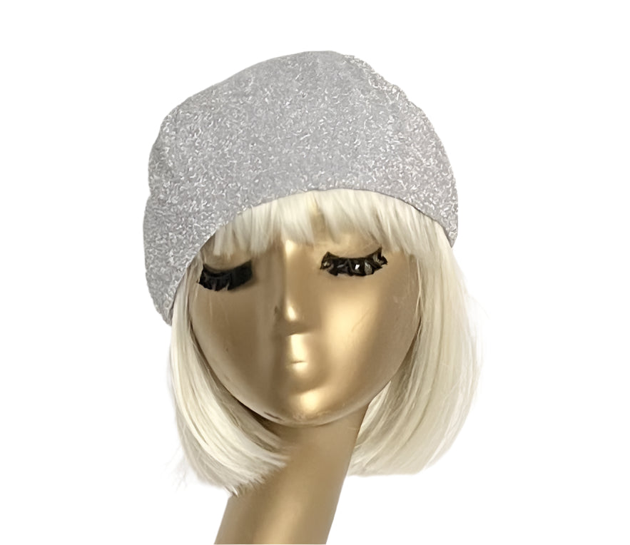 Silver Metallic Beret Hat