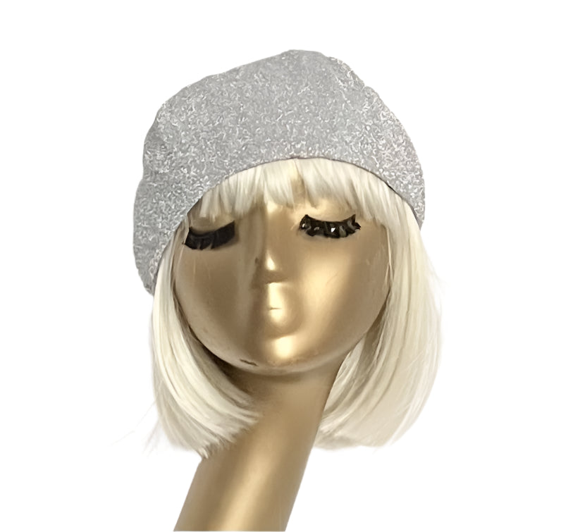 Silver Metallic Beret Hat