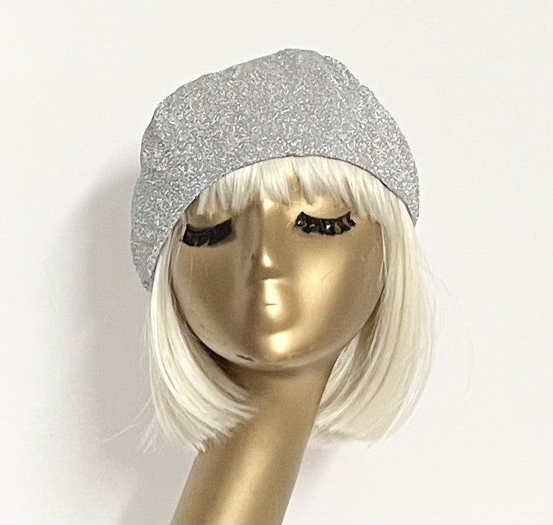 Silver Metallic Beret Hat