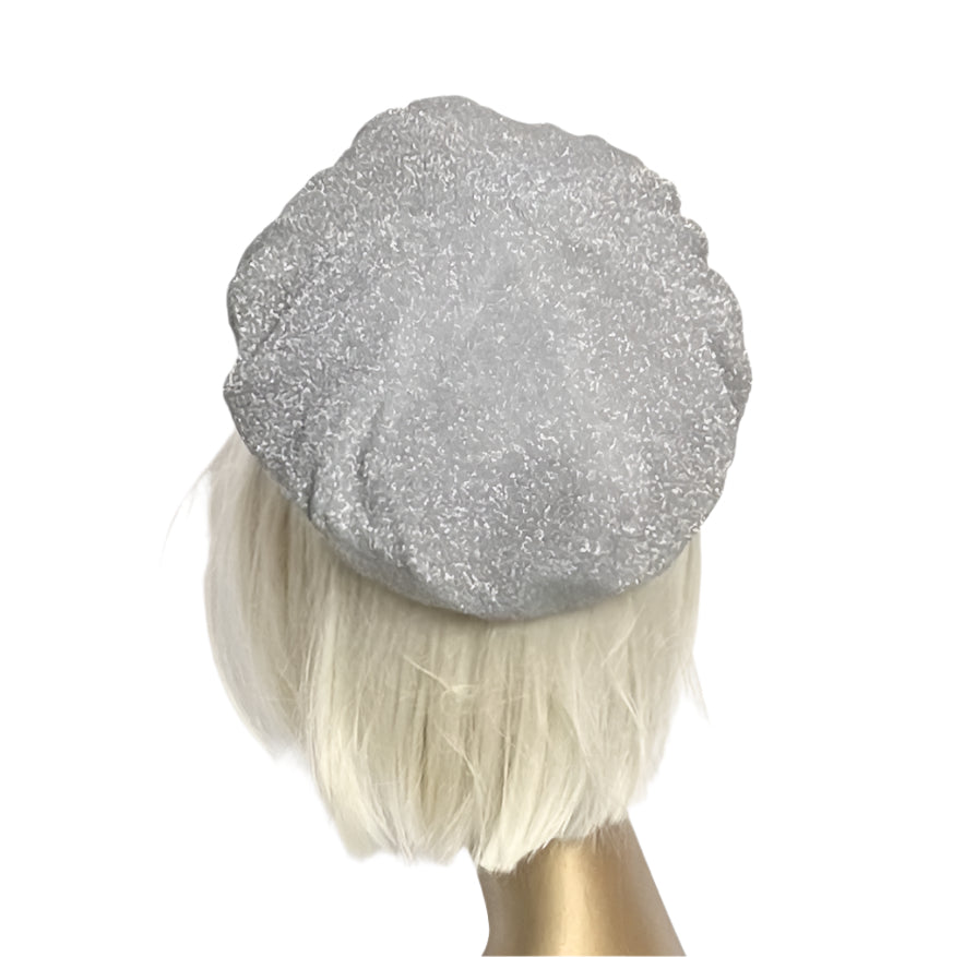 Silver Metallic Beret Hat