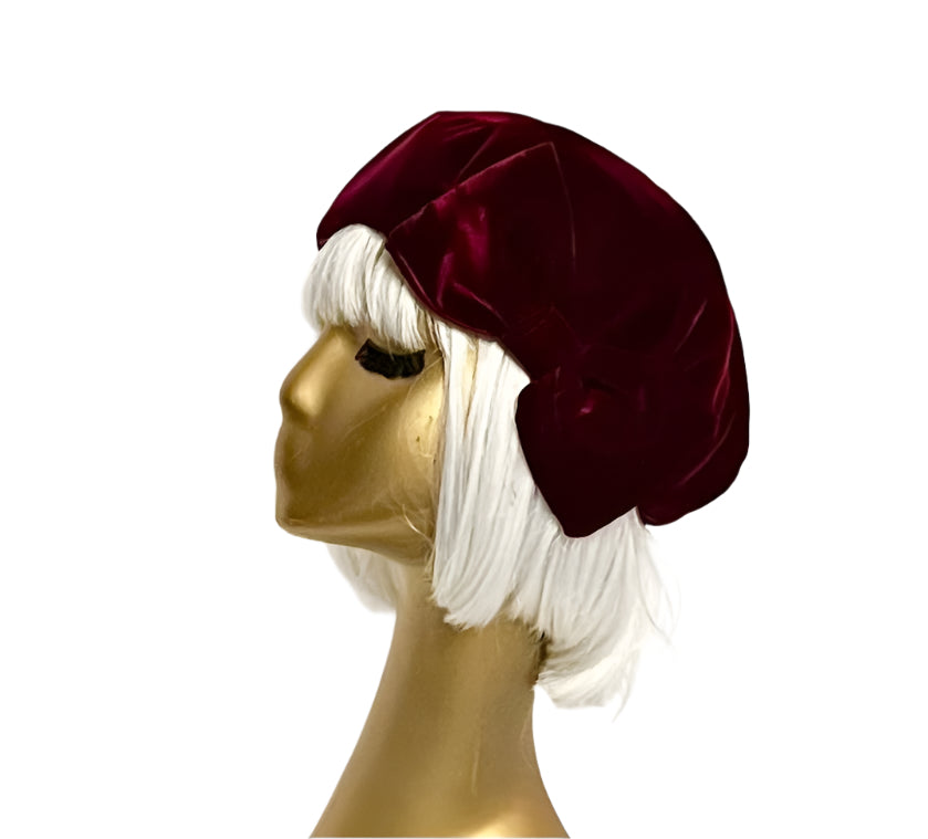 Burgundy Velvet Beret Bow