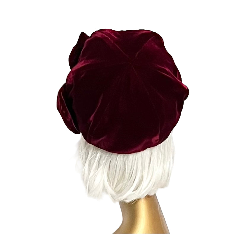 Burgundy Velvet Beret Bow
