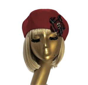 Red Beret Plaid Flower