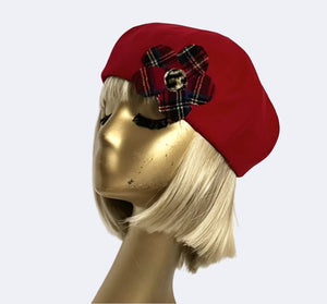 Beret Hat Plaid Flower