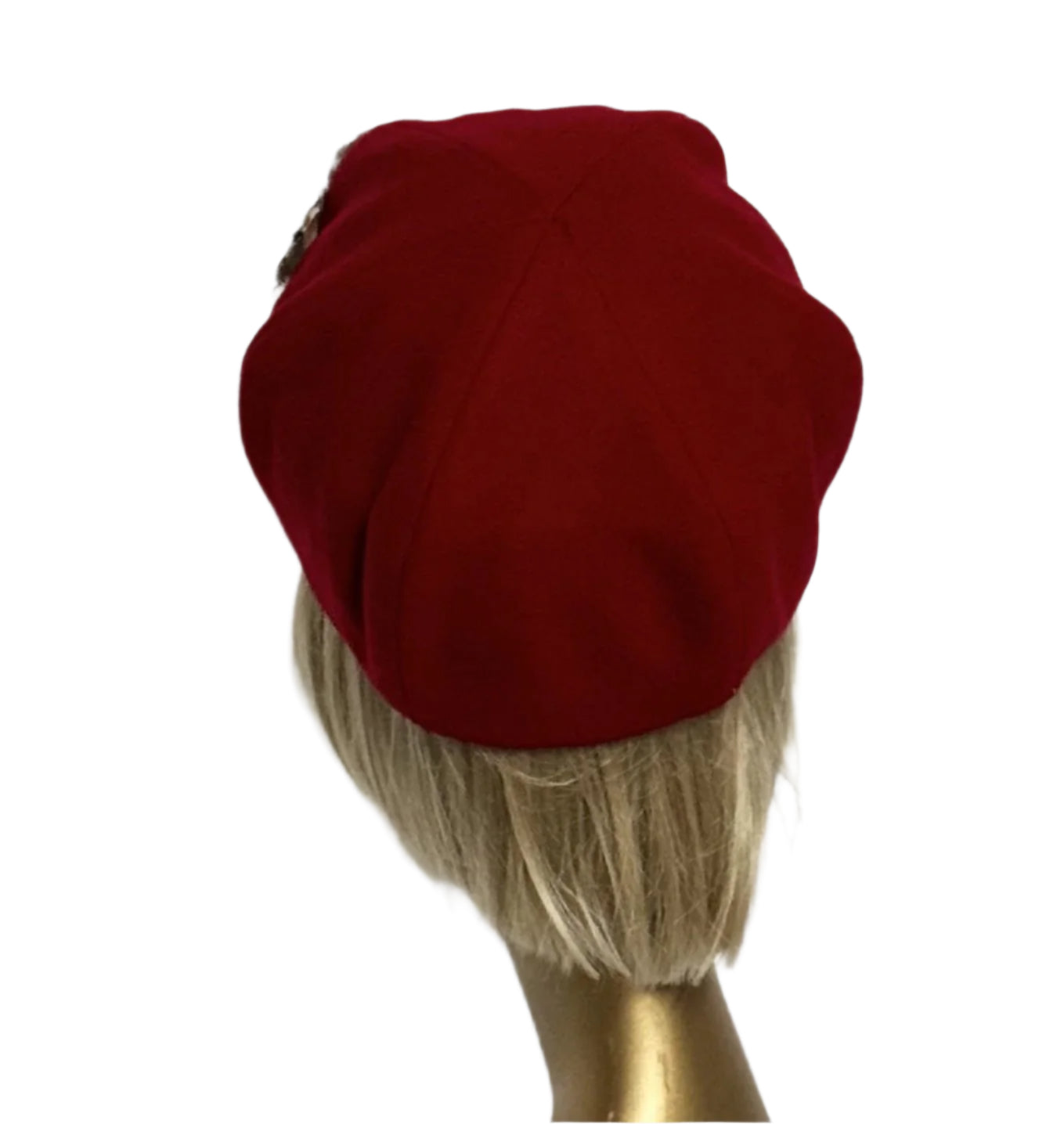 Red Wool Beret Leopard Flower